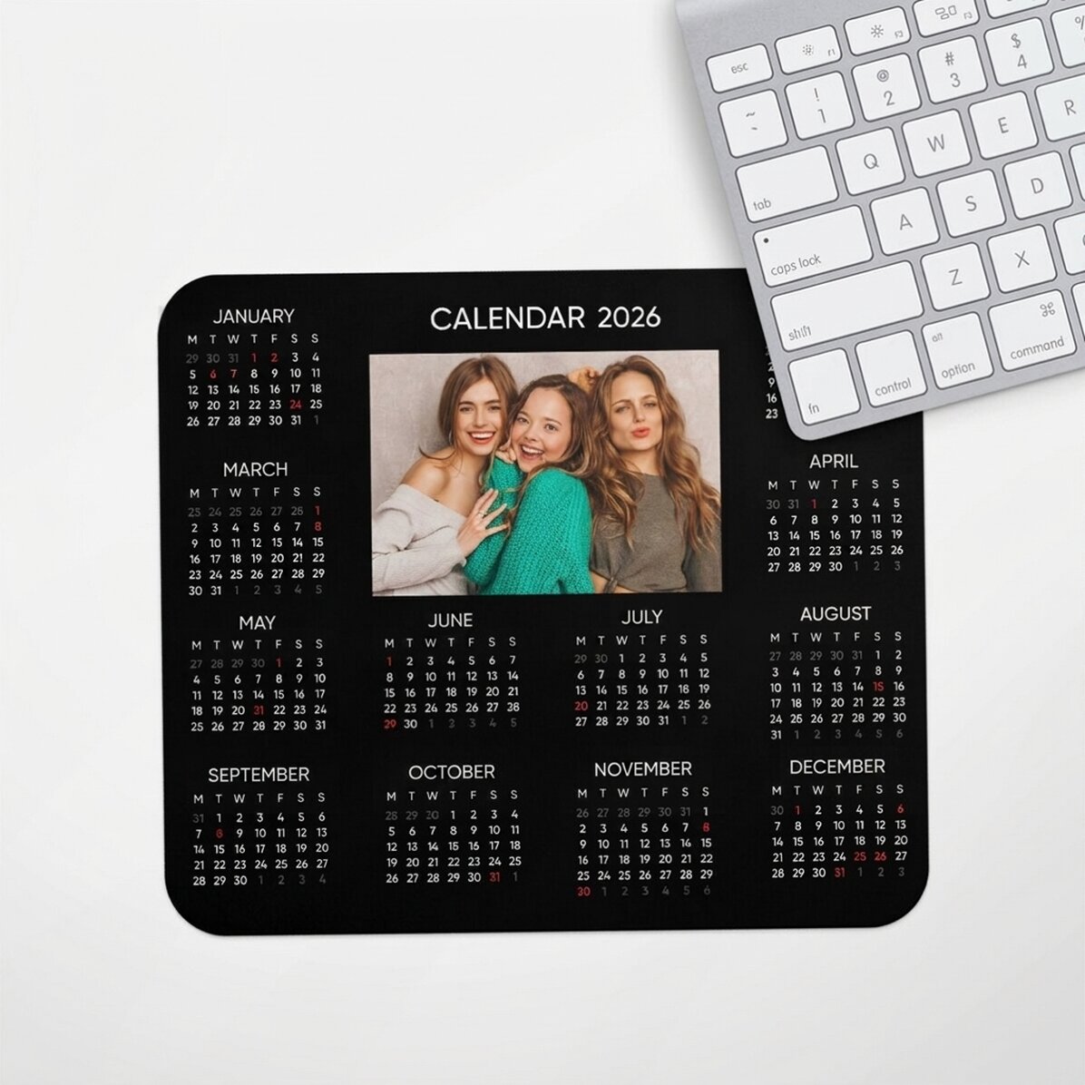 Individuell gestaltetes Mauspad mit Foto und Text – Kalender