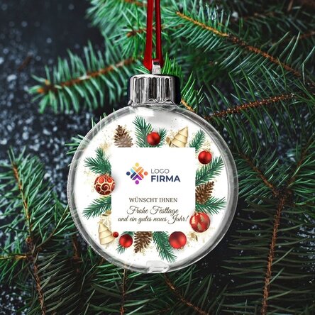 Personalisierte Kugel mit Logo und Botschaft – Weihnachtsmodell