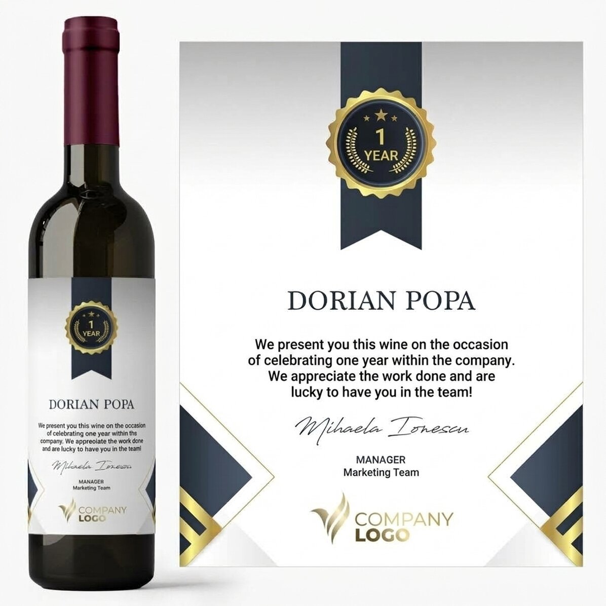 Personalisierter Wein mit Logo und Text – Anerkennung für Mitarbeiter