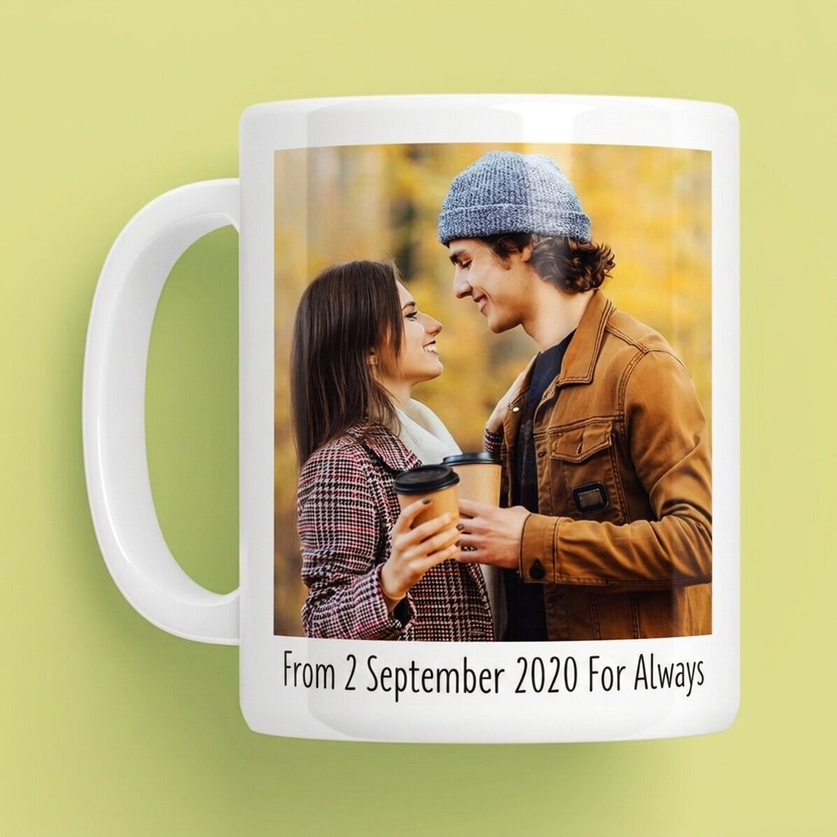 Personalisierte Tasse mit 2 Fotos und Text
