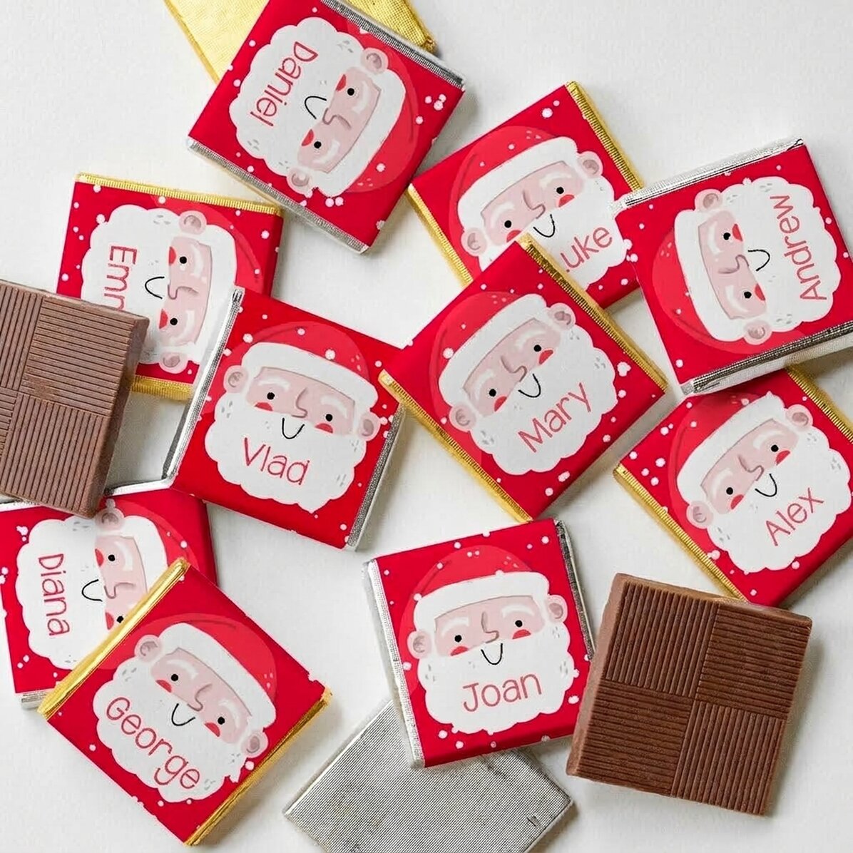 10er-Set personalisierte Mini-Pralinen mit Namen – Weihnachtsmann