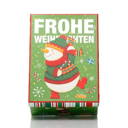 Grüne Weihnachts-Geschenkbox – Schneemann-Motiv
