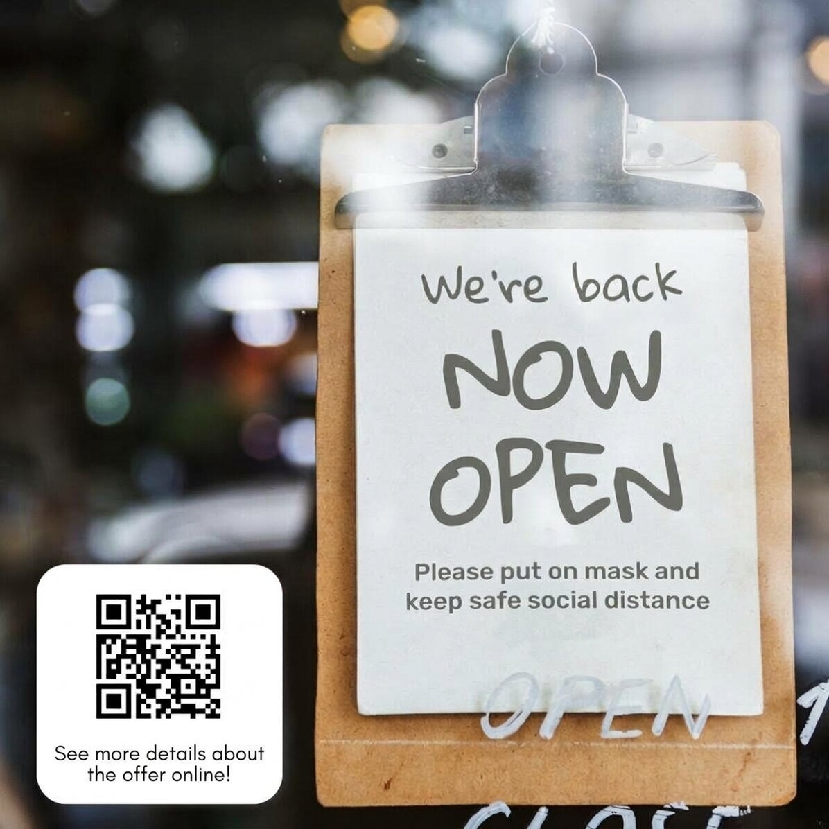 Individuell gestaltete Plakette mit QR-Code und Text