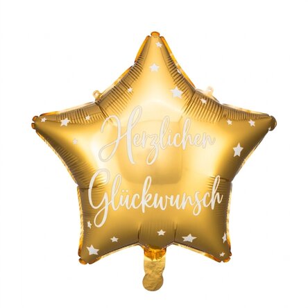 Luftballon – goldener Stern „Happy Birthday“
