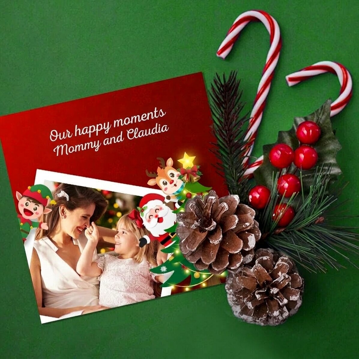 Individuell gestalteter Magnet 10x10 mit Foto und Text – Unsere glücklichen Momente
