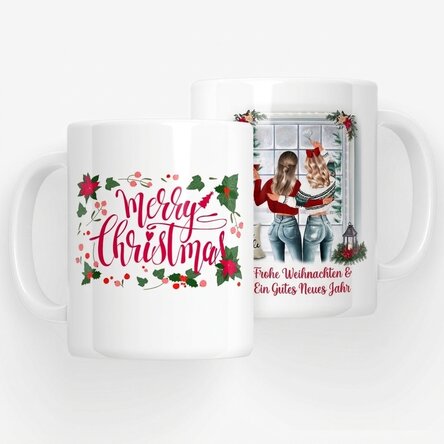 Personalisierte Tasse mit Namen für Freunde – Frohe Weihnachten