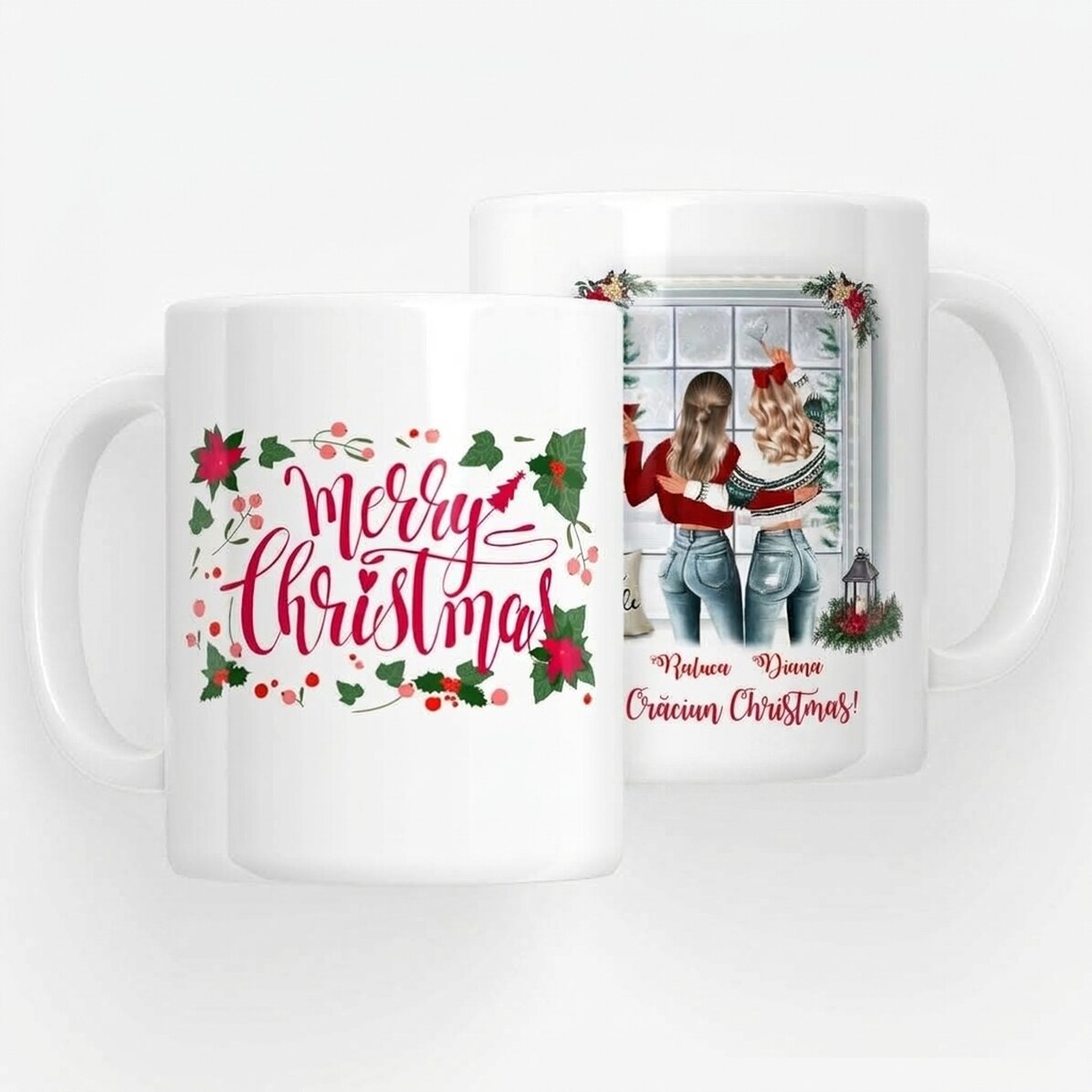 Personalisierte Tasse mit Namen für Freunde – Frohe Weihnachten