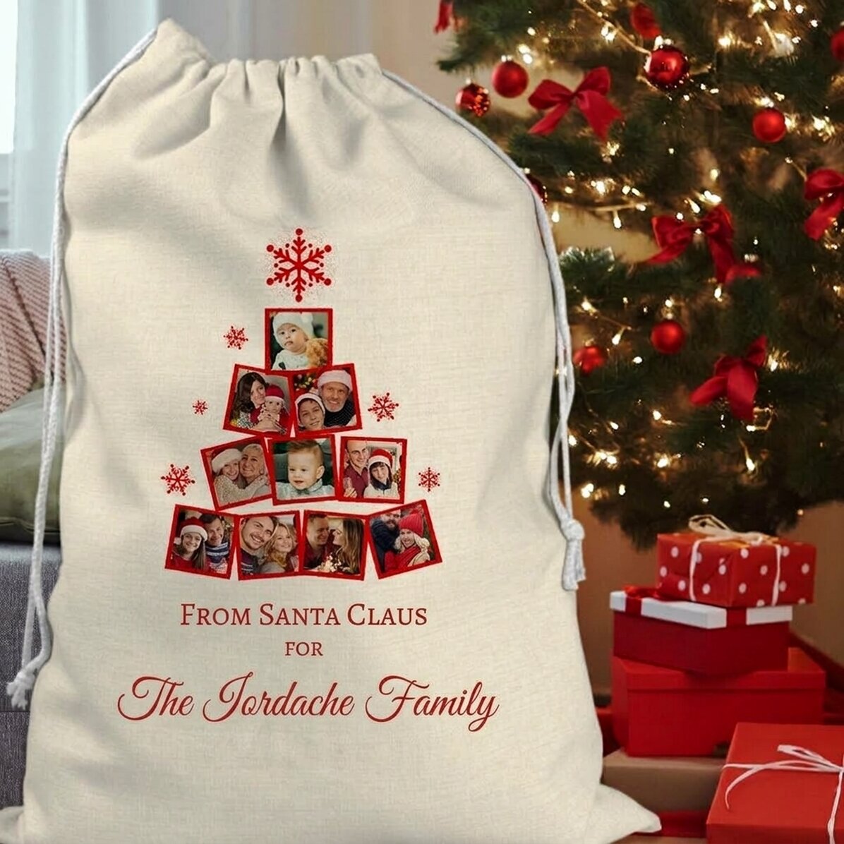 Personalisierte Geschenktüte mit Fotocollage und Botschaft