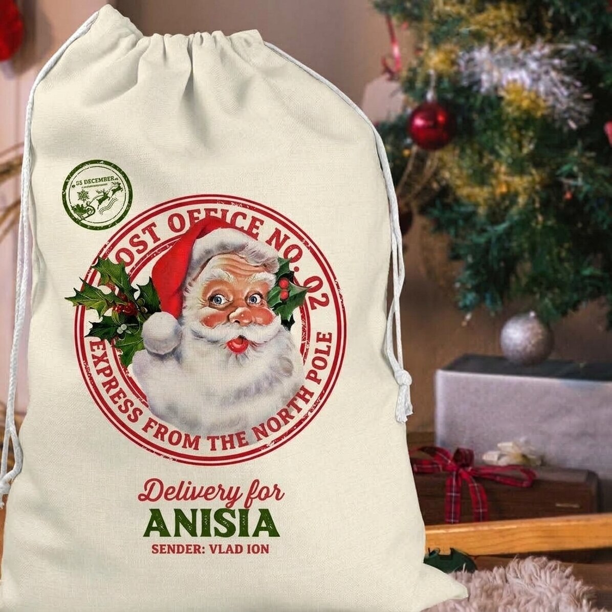 Personalisierte Geschenktüte mit Text – Expresslieferung vom Nordpol