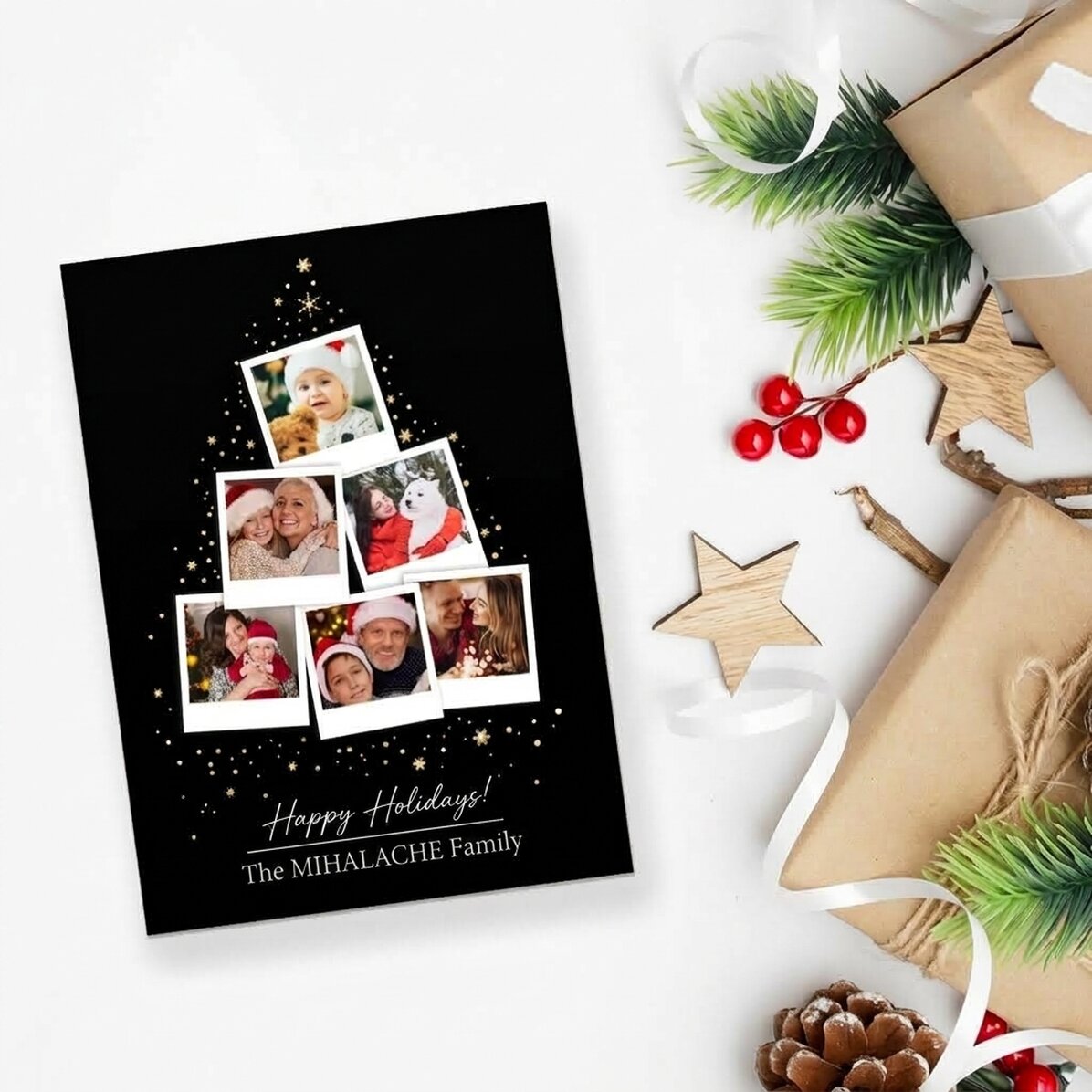 Individuell gestalteter Magnet (13 x 18 cm) mit Fotos und Text – Weihnachtsbaum