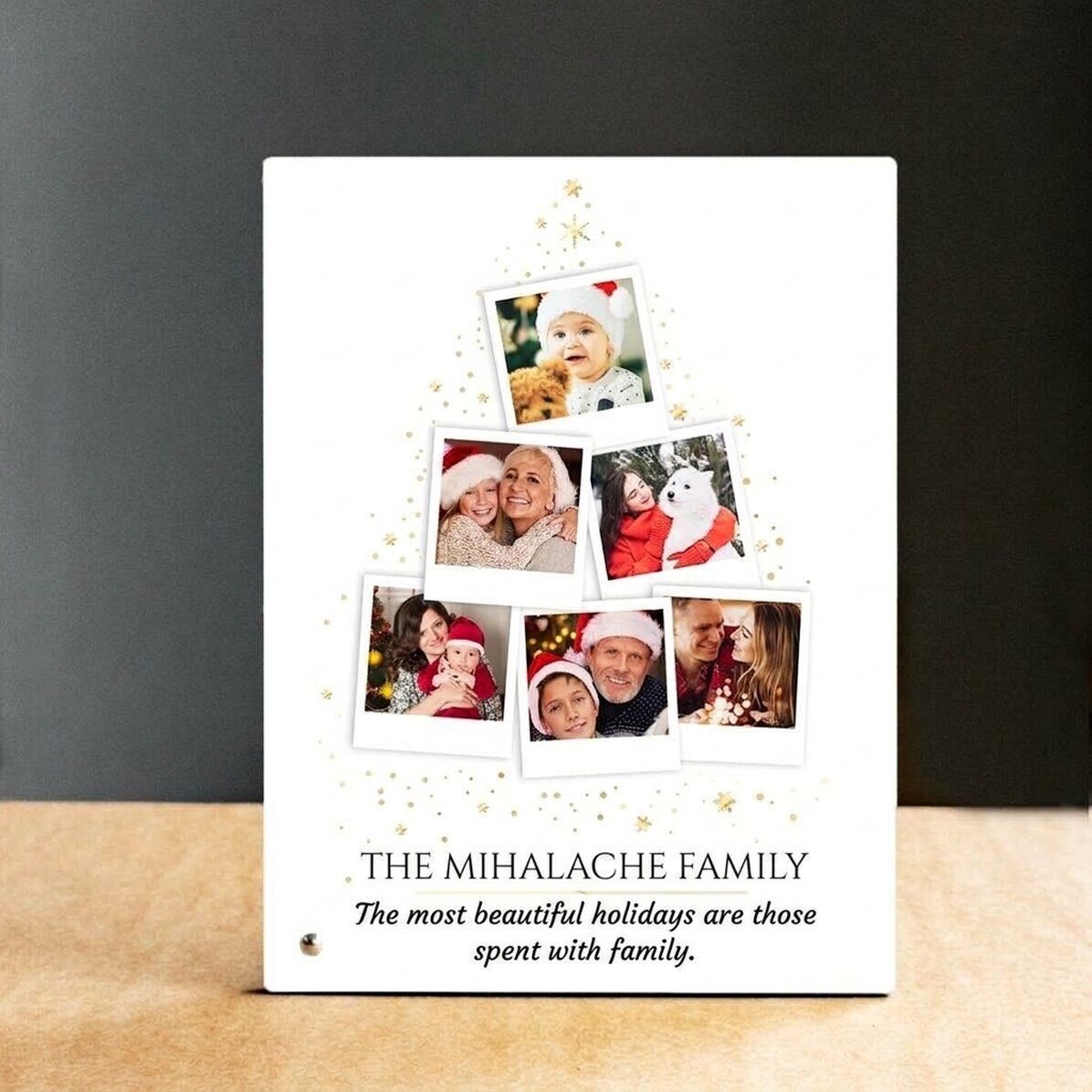 Personalisierter Fotorahmen für den Schreibtisch mit Bildern und Text – Weihnachtsbaum