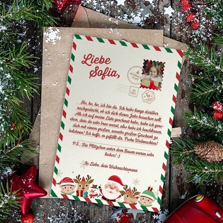 Individuell gestalteter Magnet 10 x 15 cm mit Text – Brief vom Weihnachtsmann
