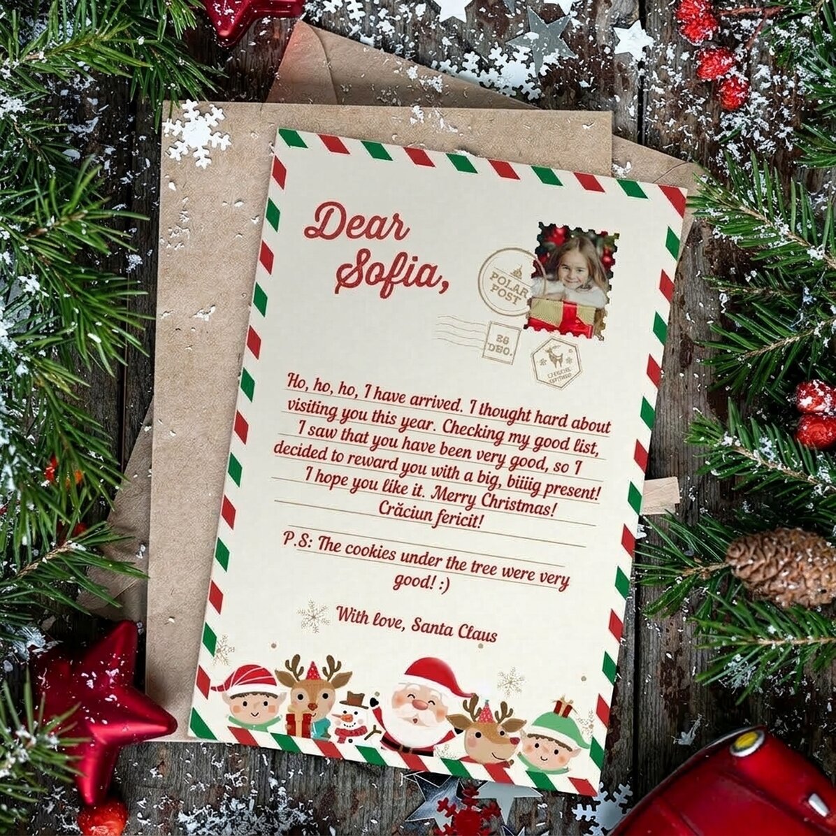 Individuell gestalteter Magnet 10 x 15 cm mit Text – Brief vom Weihnachtsmann