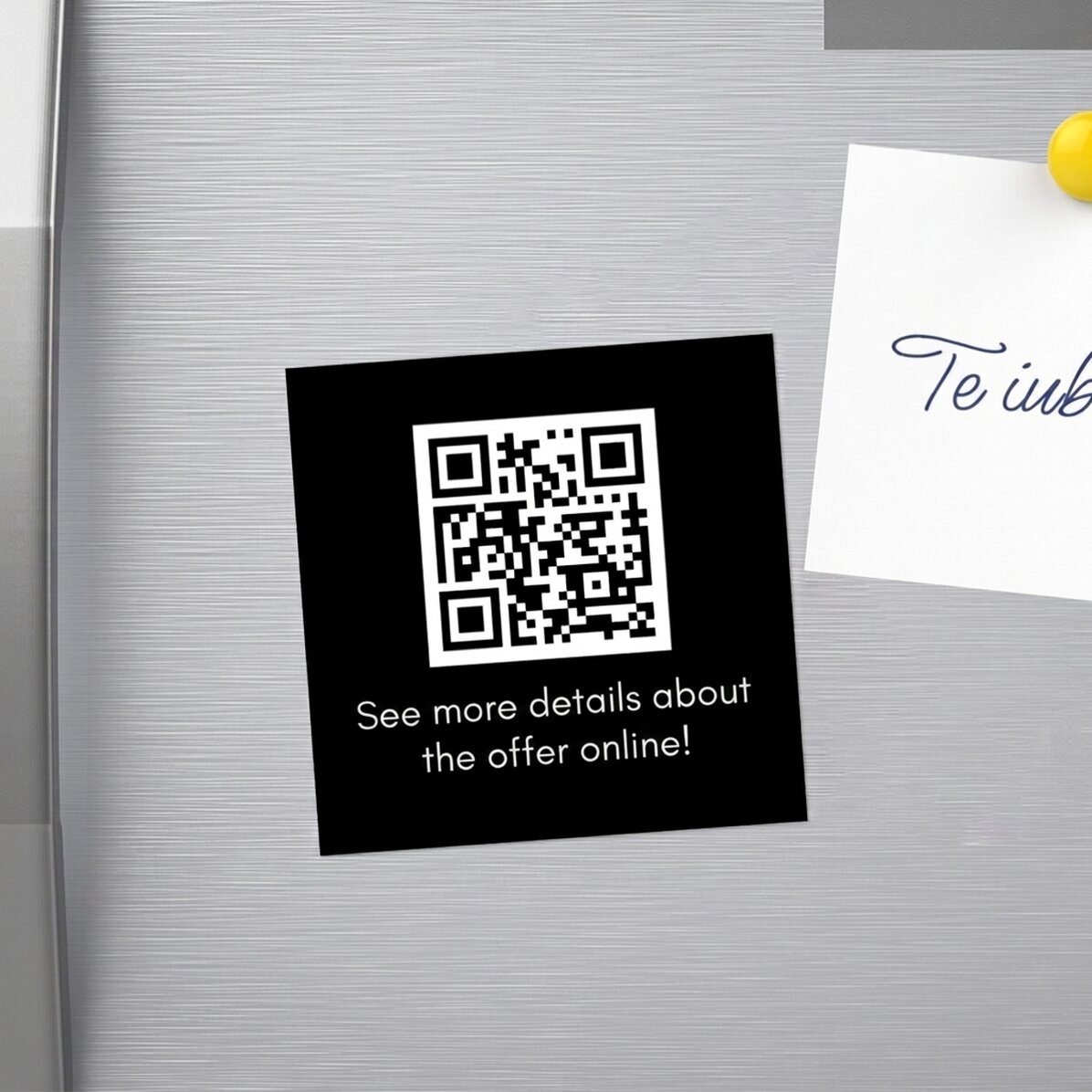 Individuell gestalteter Magnet (10 x 10) mit Text und QR-Code