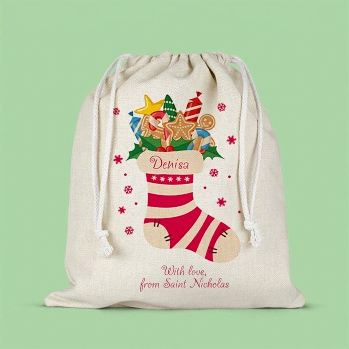 Mittlerer Geschenksack, individuell mit Text bedruckt – Die magische Socke