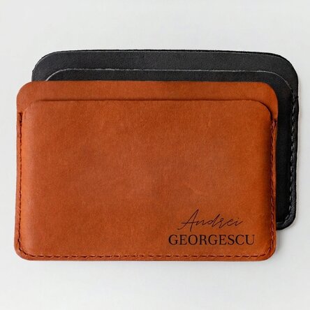 Personalisierte Lederbrieftasche mit 2 Namen