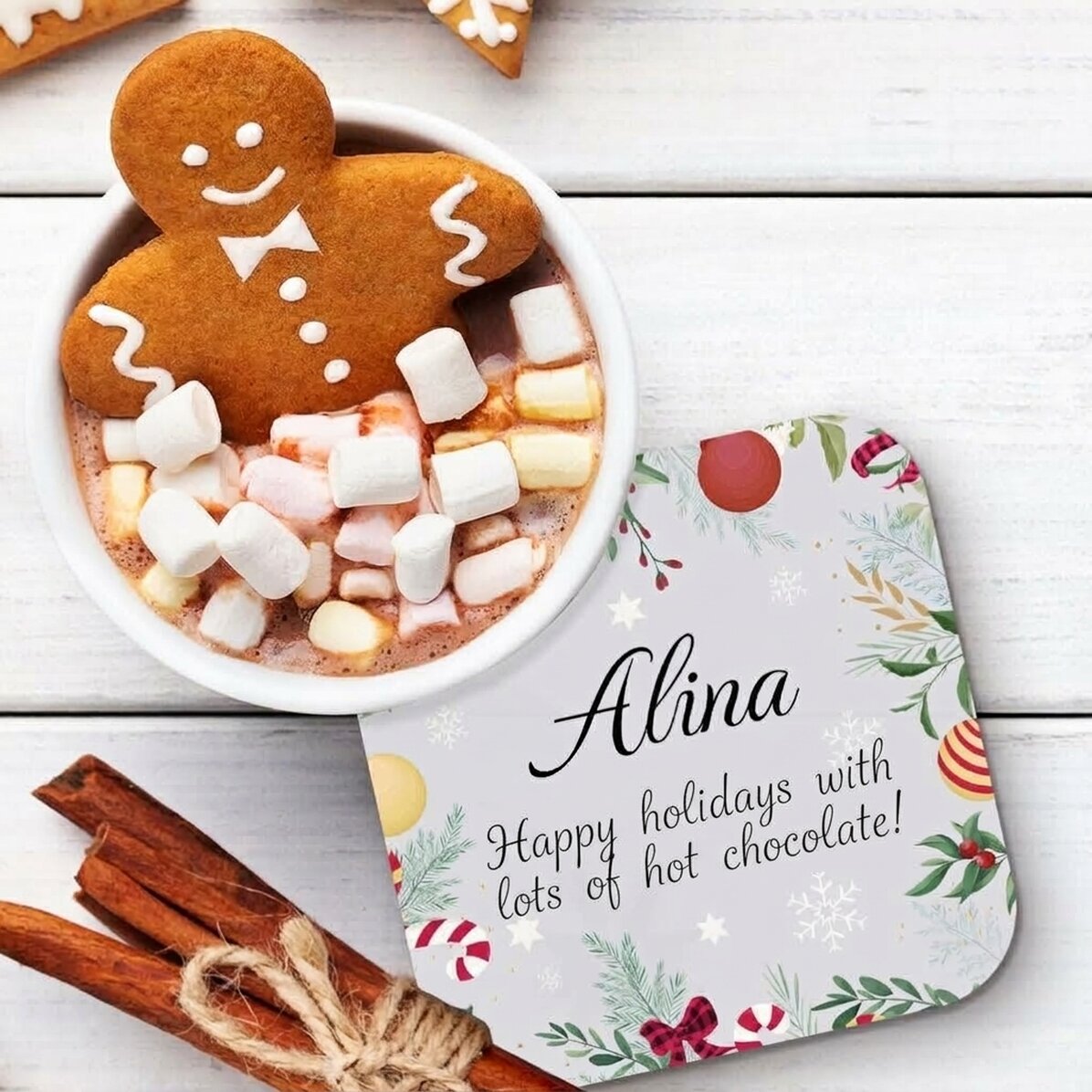 Personalisierter Gläserhalter mit Text – Weihnachten