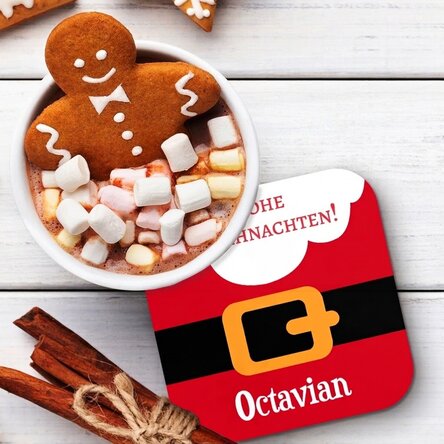 Personalisierter Gläserhalter mit der Aufschrift „Ho, ho, ho“