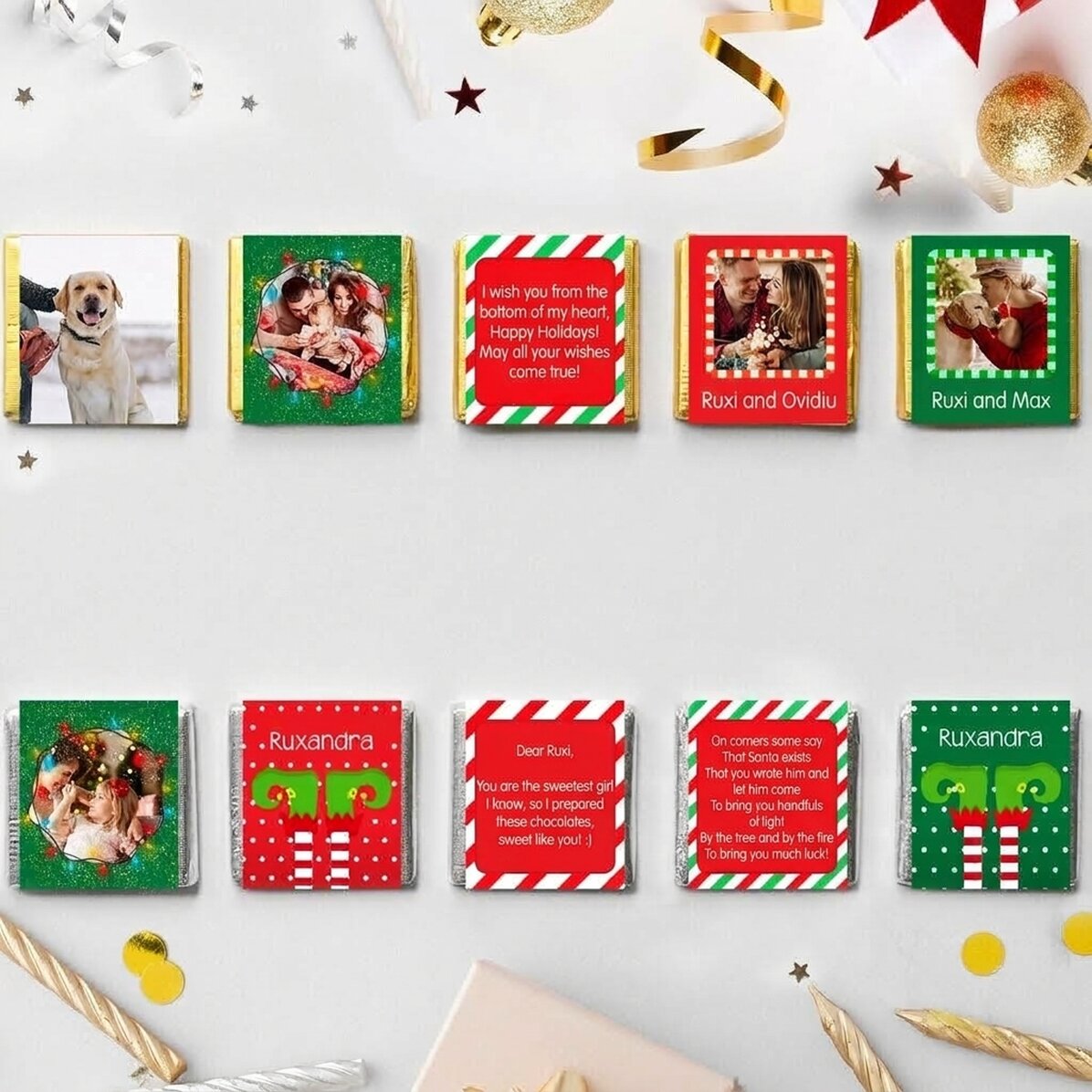 10er-Set personalisierte Mini-Pralinen – Weihnachtsstimmung