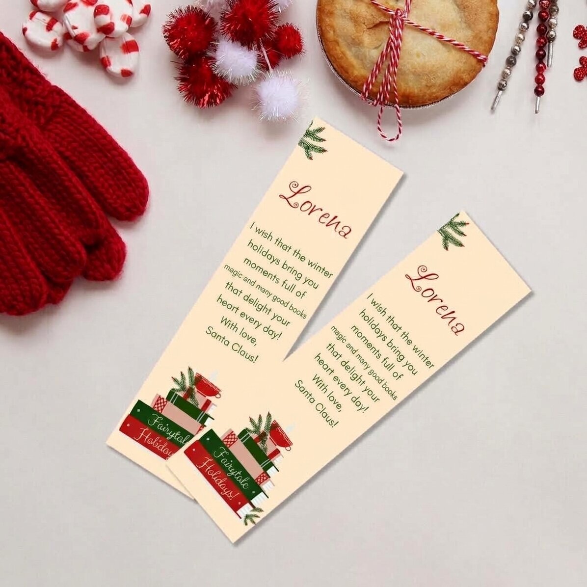 Personalisiertes Lesezeichen mit Text – Weihnachten