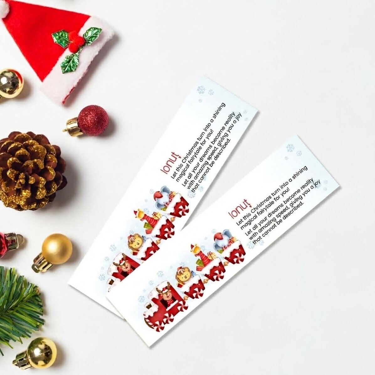Personalisiertes Lesezeichen mit Text – Weihnachtszug