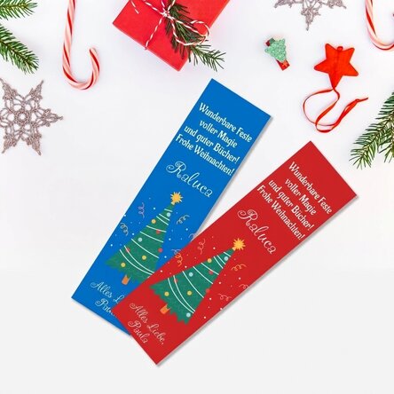Personalisiertes Lesezeichen mit Text – Weihnachtsbaum
