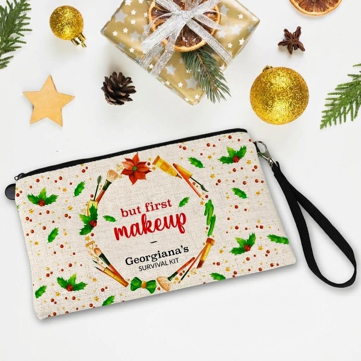 Individuell gestaltetes Make-up-Set mit der Aufschrift „Survival Kit“
