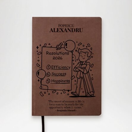 Personalised leather diary with motivational quote - New Year's resolutions