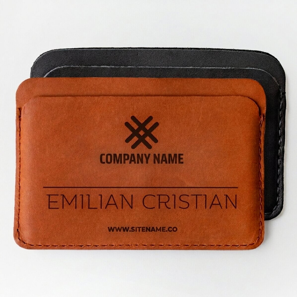 Personalisierte Lederbrieftasche mit Logo und Namen