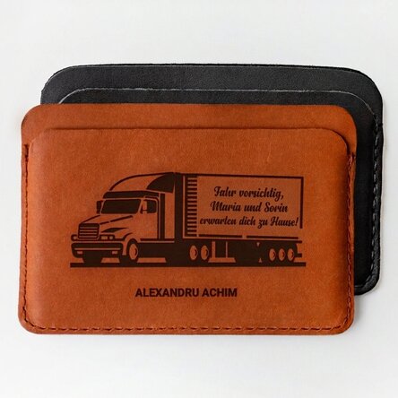 Personalisierte Lederbrieftasche mit Schriftzug für Autofahrer