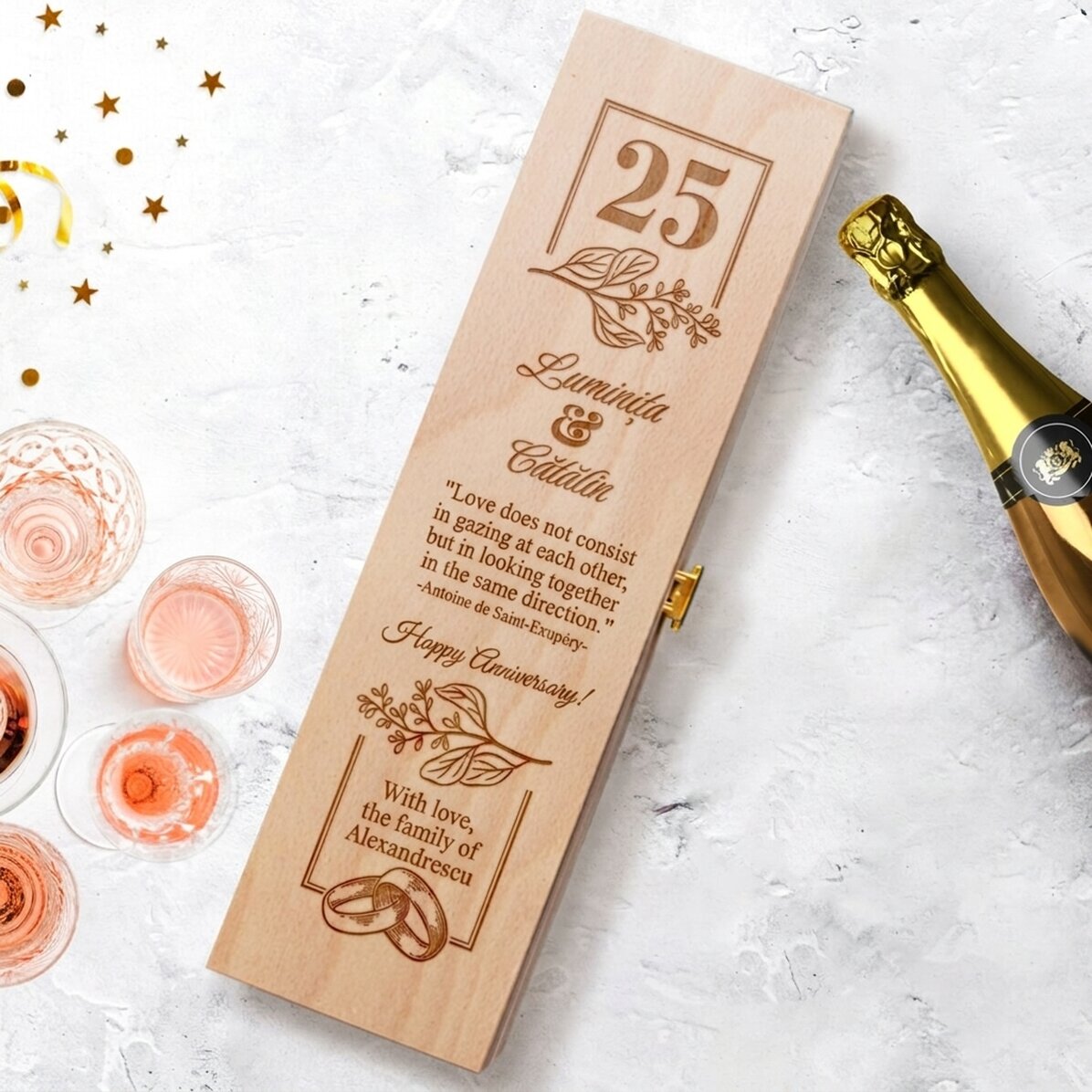 Personalisierte Sektbox – Modell zum Hochzeitstag