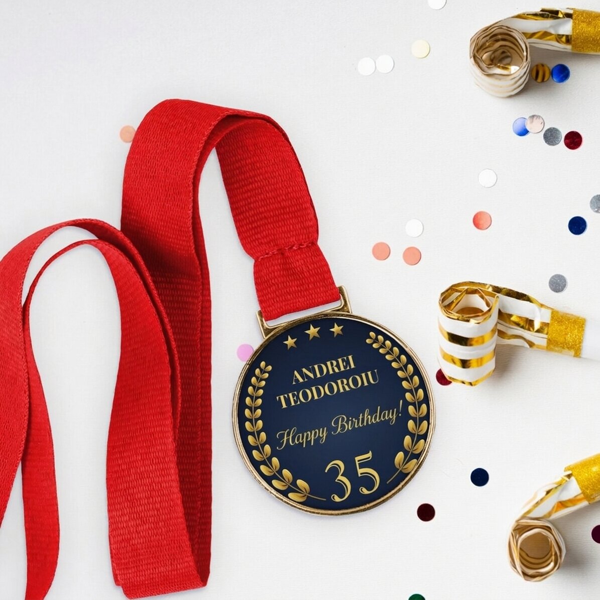 Personalisierte Medaille mit Text – Jubiläum