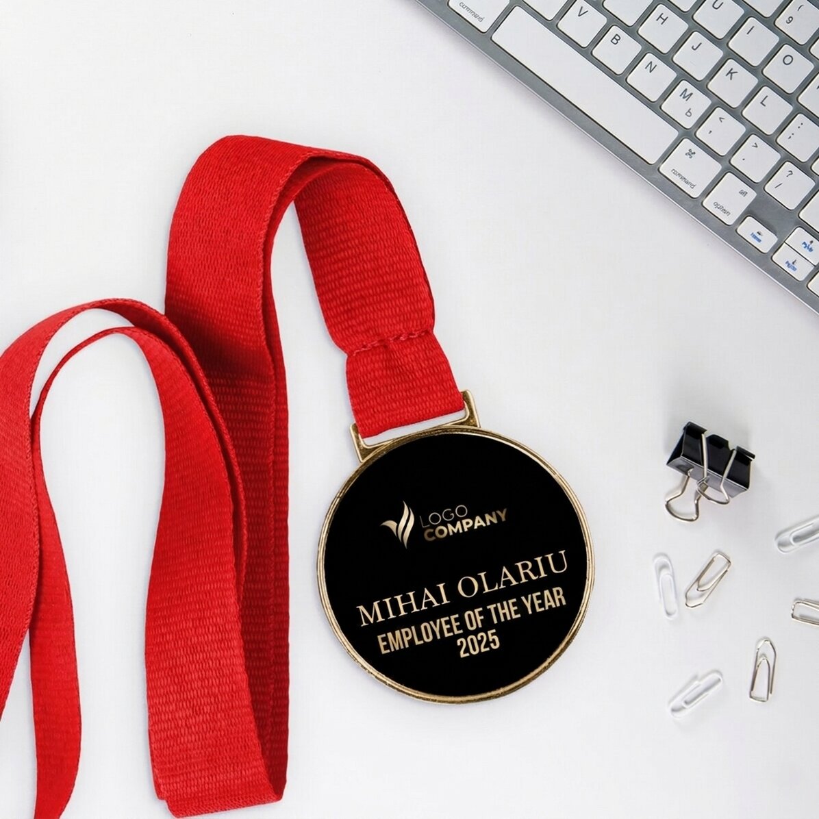 Personalisierte Medaille mit Logo und Text