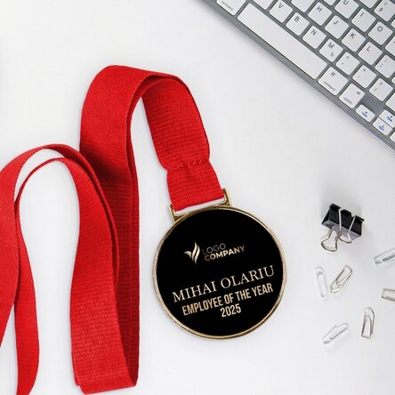 Personalised medal with logo and text