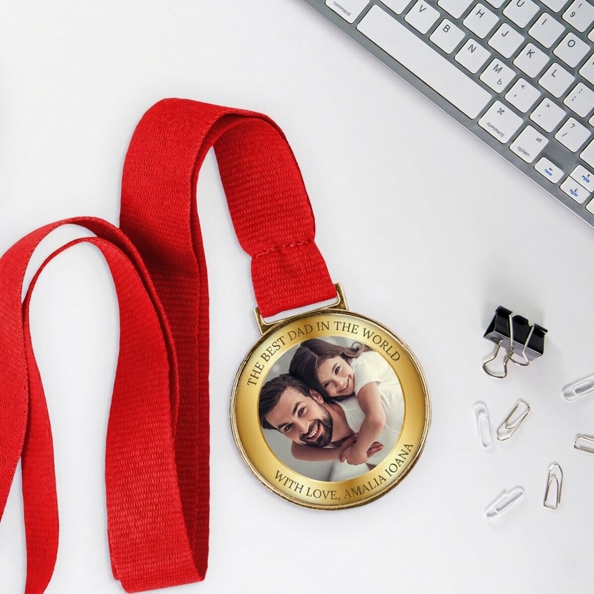 Personalisierte Medaille mit Foto und Text
