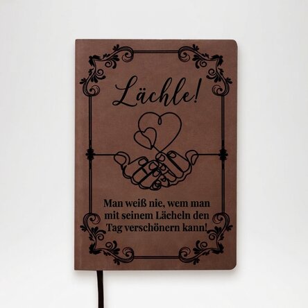 Personalisierter Lederkalender mit persönlicher Botschaft – Lächle