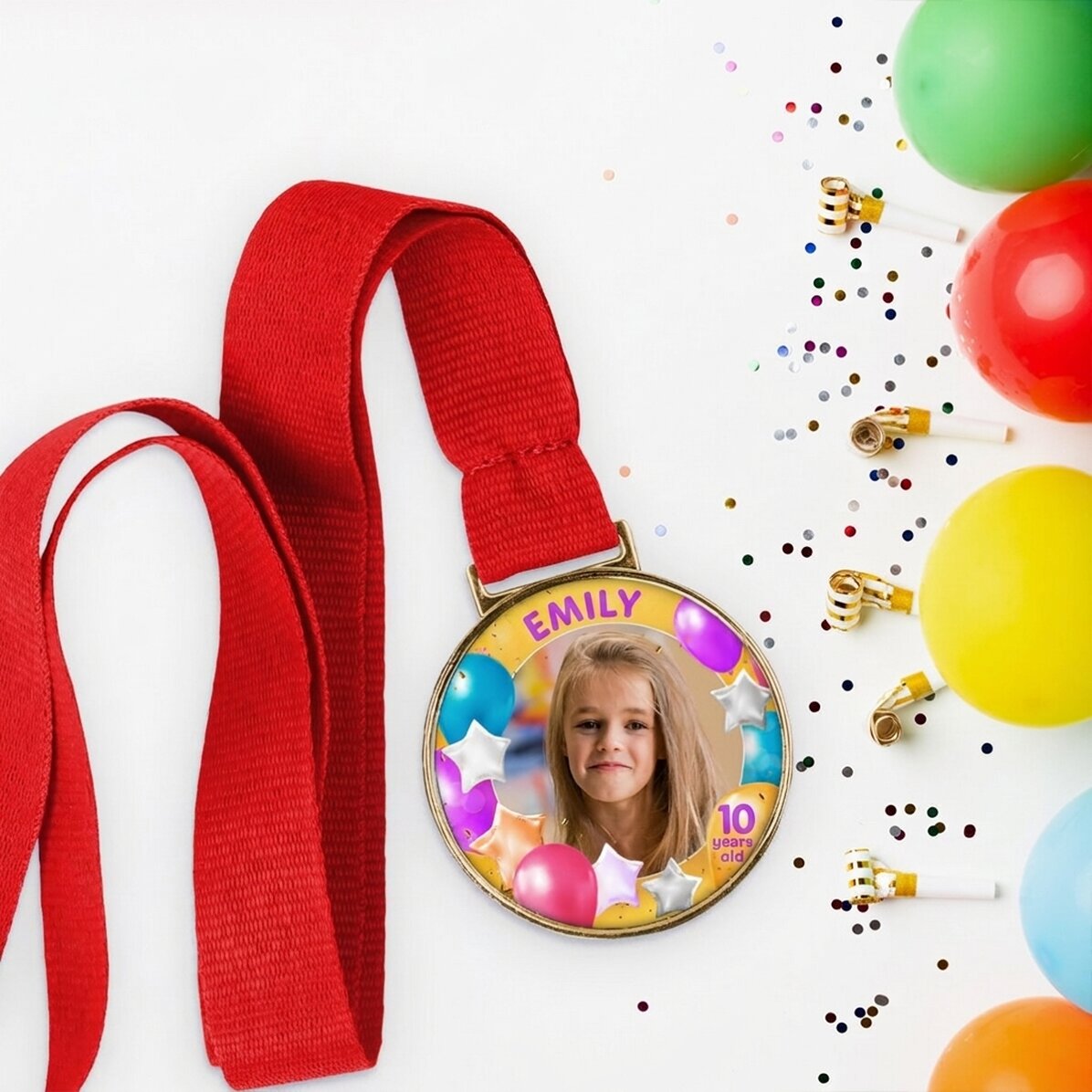 Personalisierte Medaille mit Foto und Text – Happy Birthday