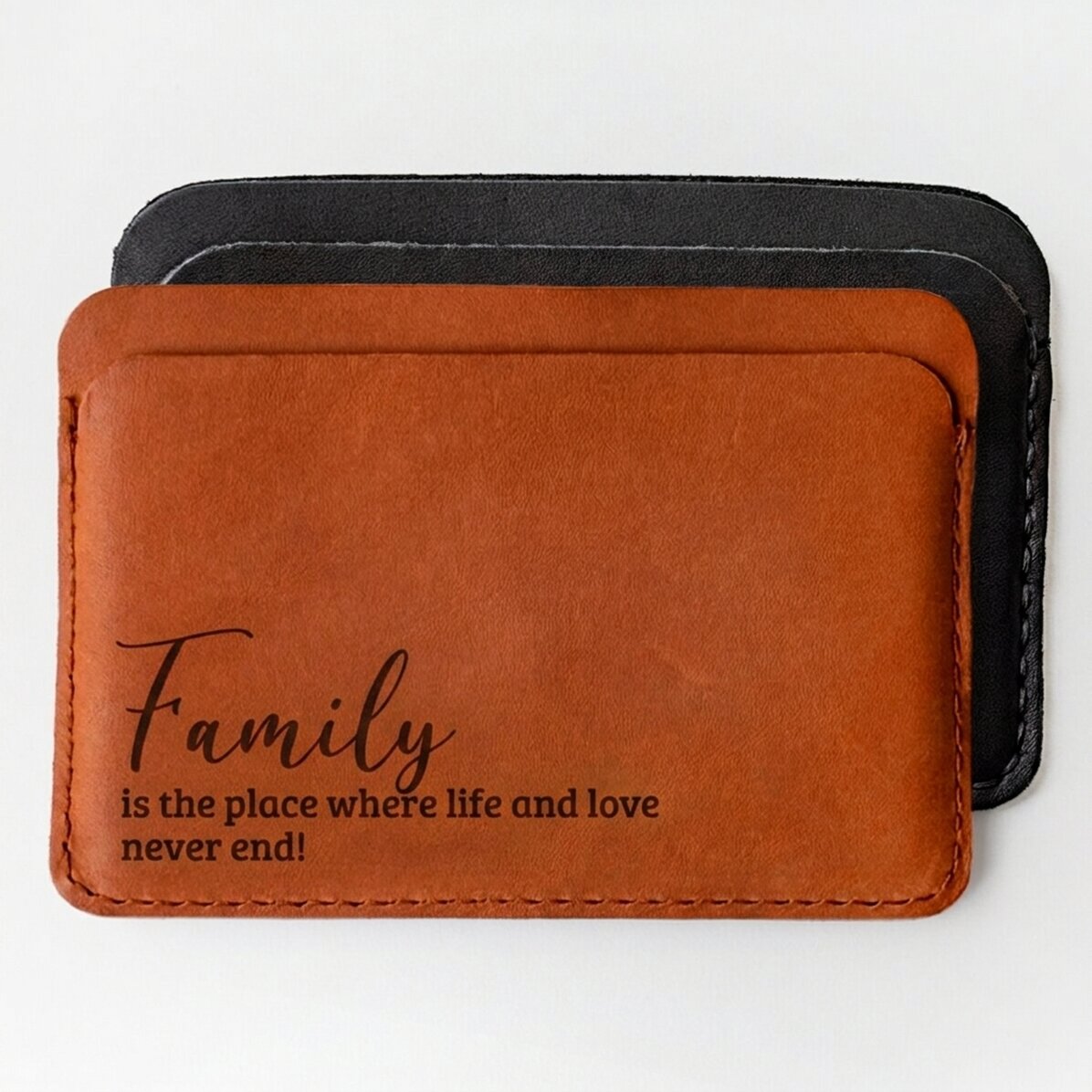 Personalisierte Lederbrieftasche mit Widmung – Familie