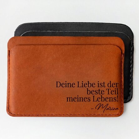 Personalisierte Lederbrieftasche mit Botschaft und Unterschrift – Deine Liebe
