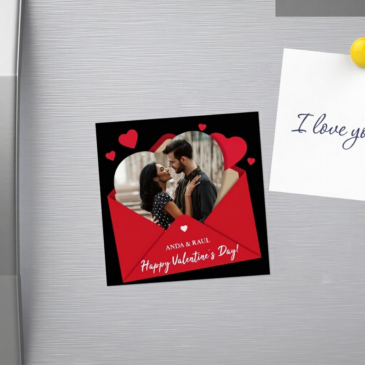 Individuell gestalteter Magnet 10x10 mit Foto und Text – Ich liebe dich