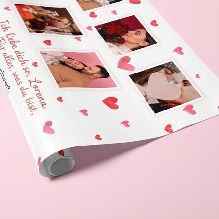Individuell gestaltetes Geschenkpapier mit 10 Fotos und einer Botschaft – Love