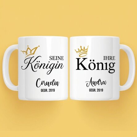 Tassen für Paare mit Aufdruck – King & Queen