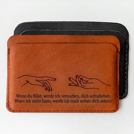 Personalisierte Lederbrieftasche mit Botschaft – Falls du mal hinfällst