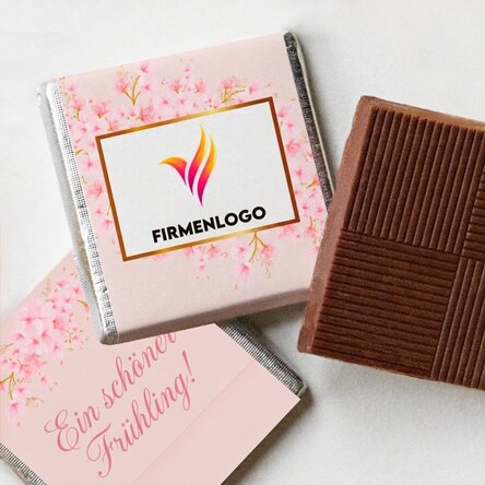 Personalisierte Mini-Schokolade mit Logo und Botschaft – Frühling