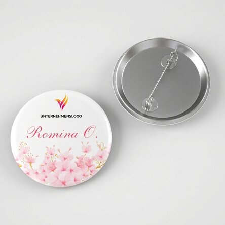 Personalisiertes Button mit Logo und Namen – Flowers