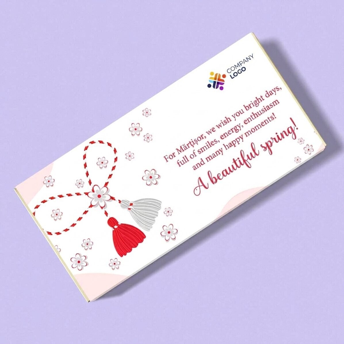 Personalisierte Schokolade mit Text und Logo