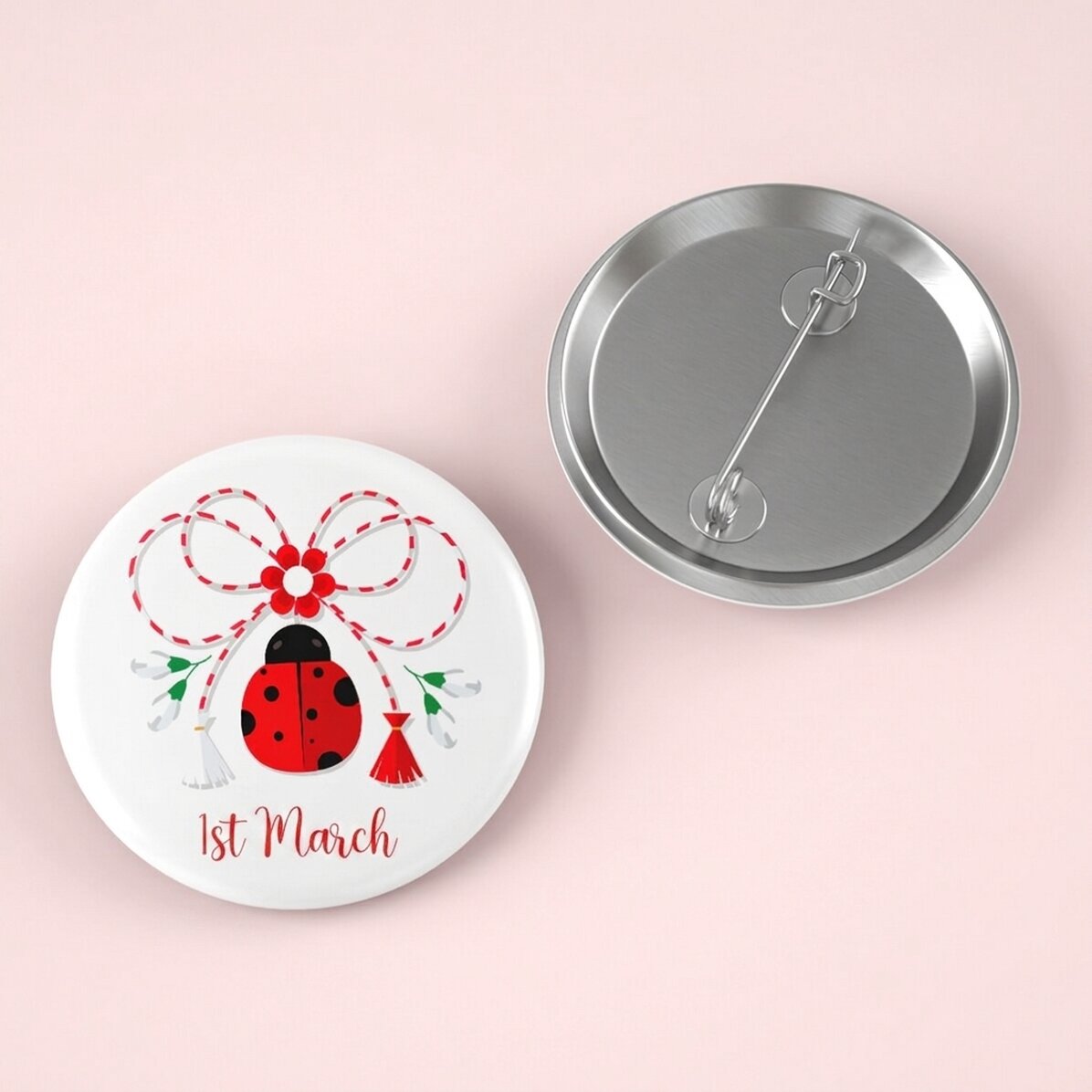 Personalisiertes Button mit dem Text „Marienkäfer“