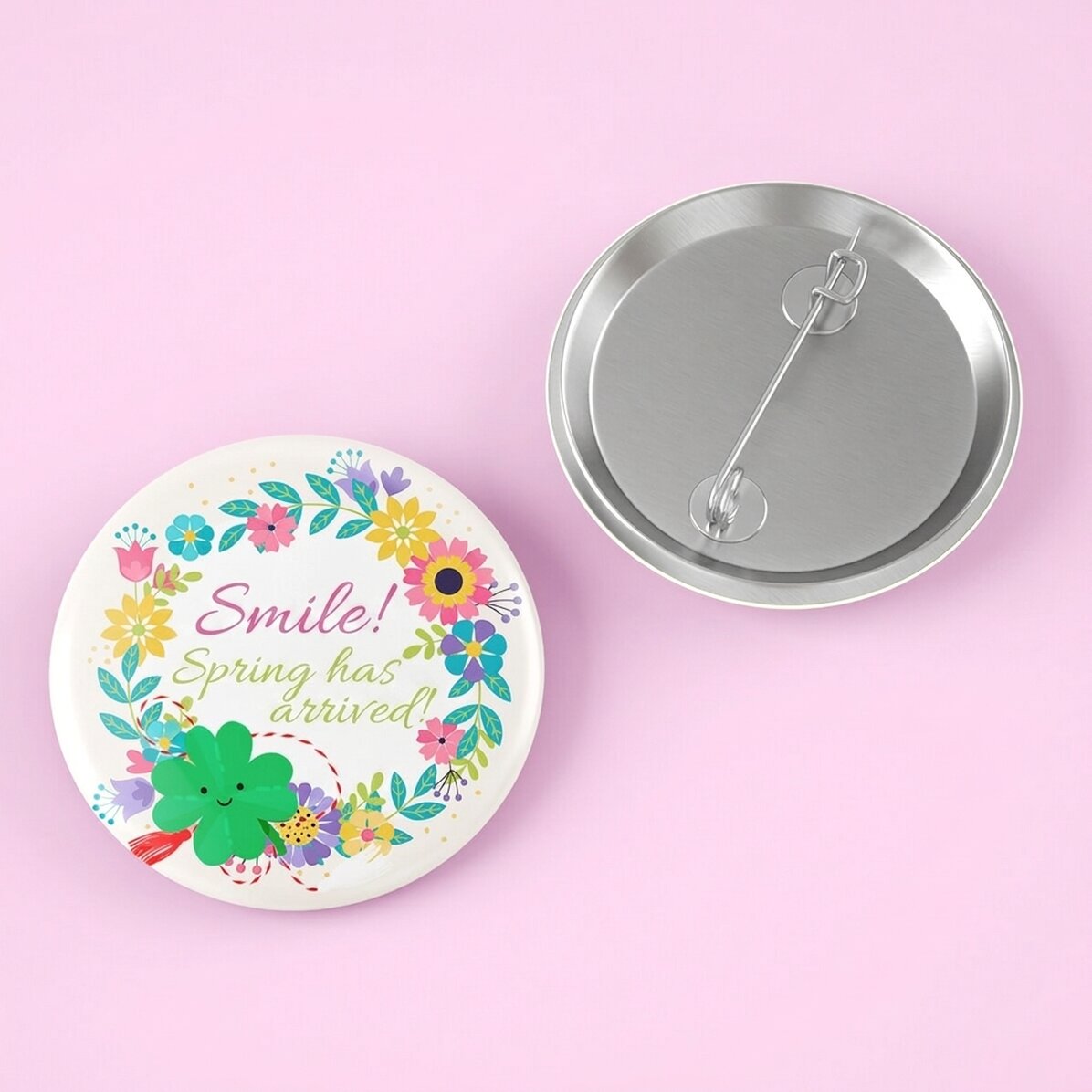 Personalisiertes Button mit Text – Lächle!
