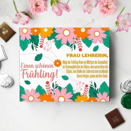 Personalisierte Pralinenschachtel mit Text – Blühender Frühling