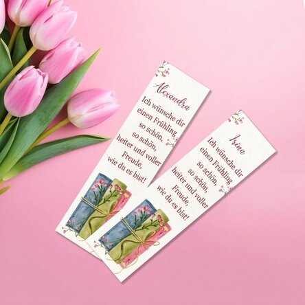 Personalisiertes Lesezeichen mit Botschaft – Spring